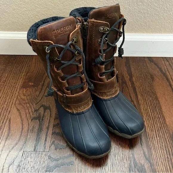 Sperry Top Sider Women's Saltwater Misty Rain Boot Sz 6 Brown Leather  STS95908 - Picture 15 of 16